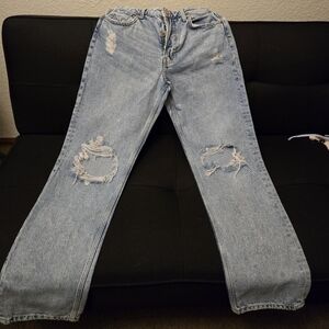 Denim&Co Light Blue Distressed Boyfriend Jeans